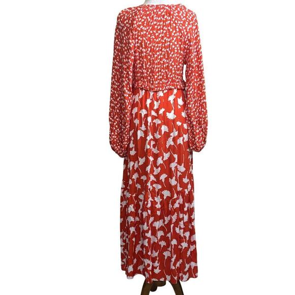 DVF for Target red/white floral maxidress, medium, colorful, bohemian, vacation - Picture 3 of 6